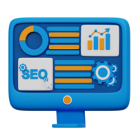 seo analytics computer 3d icoon png