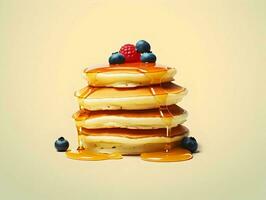 Pancakes with syrup and berries minimalism. High quality. AI Generative photo