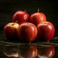 A pile of red apples. High quality. AI Generative photo