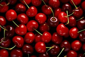 Cherries background. High-resolution. AI Generative photo