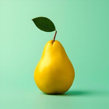 Pear on a green background minimalism. High-resolution. AI Generative photo
