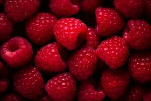 Raspberry background. High-resolution. AI Generative photo