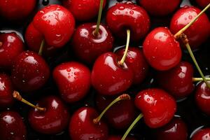 Cherries background. High quality. AI Generative photo