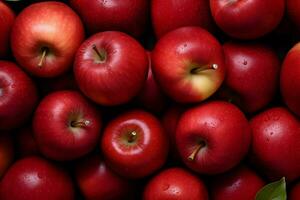 Red apples background. High-resolution. AI Generative photo