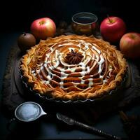 Apple pie with cinnamon. High-resolution. AI Generative photo