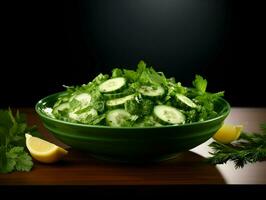 Green salad minimalism. High quality. AI Generative photo