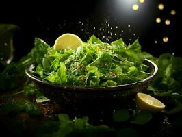 Cinematic photo of green salad. High quality. AI Generative