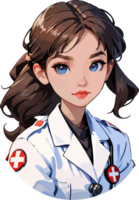 ai generado médico niña dibujos animados png