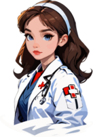 ai gerado médico menina desenho animado ilustração png