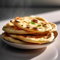 Indian naan bread with parsley generated with AI photo