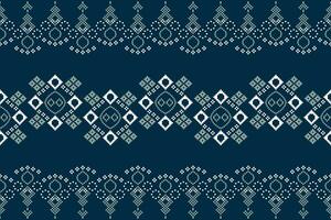 Ethnic geometric fabric pattern Cross Stitch.Ikat embroidery Ethnic oriental Pixel pattern blue background. Abstract,vector,illustration. Texture,clothing,frame,decoration,motifs,silk wallpaper. vector