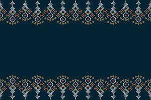 Ethnic geometric fabric pattern Cross Stitch.Ikat embroidery Ethnic oriental Pixel pattern blue background. Abstract,vector,illustration. Texture,clothing,frame,decoration,motifs,silk wallpaper. vector