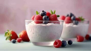 Healthy smoothie bowl with berries, almonds and granola generated with AI photo