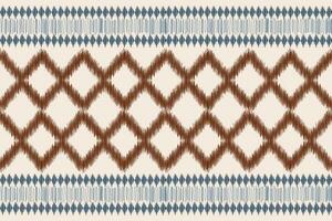 Ethnic Ikat fabric pattern geometric style.African Ikat embroidery Ethnic oriental pattern brown cream background. Abstract,vector,illustration.Texture,clothing,frame,decoration,carpet,motif. vector