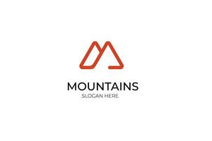 creative mountain logo with abstract initial M logo design collection. vector