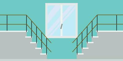 Two stairs against a wall with a window vector