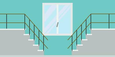 Two stairs against a wall with a window vector