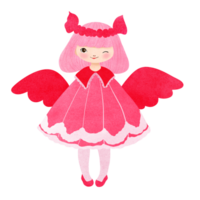 anjo com curto cabelo asas dentro Rosa vestir png