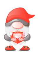 Cartoon Valentine gnome with heart-shaped gift box. Png for St. Valentine s Day.