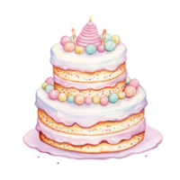 ai generativ Aquarell Süss Dessert Kuchen zum Weihnachten Festival, Jahrestag Tag, Geburtstag isoliert auf transparent Hintergrund png