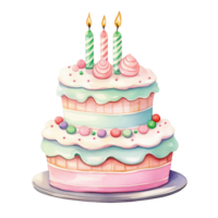 AI GENERATIVE Watercolor sweet dessert cake for Christmas festival, anniversary day, birthday isolated on transparent background png