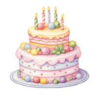 AI GENERATIVE Watercolor sweet dessert cake for Christmas festival, anniversary day, birthday isolated on transparent background png