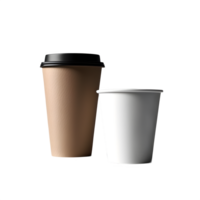 Attrappe, Lehrmodell, Simulation Kaffee Papier Tasse auf das Tisch, 3d machen isoliert transparent Hintergrund. ai generativ png