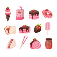 Set collection of sweet food illustration png