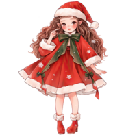 ai gegenereerd meisje vervelend rood Kerstmis winter jurk gedurende feestelijk vakantie seizoen ,ai generatief png