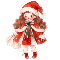 AI generated Girl wearing red Christmas winter dress during festive holiday season ,ai generative png