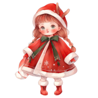 AI generated Girl wearing red Christmas winter dress during festive holiday season ,ai generative png