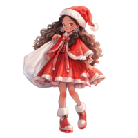ai generiert Mädchen tragen rot Weihnachten Winter Kleid während festlich Urlaub Jahreszeit , ai generativ png