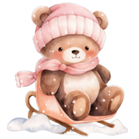 aguarela bebê Urso desgasta Rosa inverno equipamento dentro festivo feriado ,ai generativo png