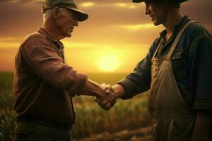 Farmers shake hands. Generate Ai photo