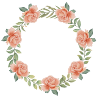 aquarelle couronne Rose et verdure feuille png