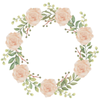 aquarelle couronne Rose et verdure feuille png