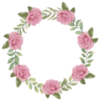 aquarelle couronne Rose et verdure feuille png