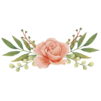 aquarelle couronne Rose et verdure feuille png