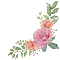 Aquarell Kranz Rose und Grün Blatt png