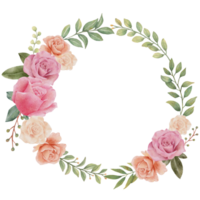 aquarelle couronne Rose et verdure feuille png