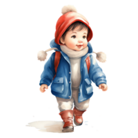 acquerello carino bambino a piedi clipart, bambino doccia acquerello isolato su trasparente sfondo. . ai generativo png