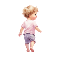 watercolor Cute baby walking clipart, baby shower watercolor isolated on transparent background.  . AI Generative png