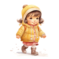 acuarela linda bebé caminando clipart, bebé ducha acuarela aislado en transparente antecedentes. . ai generativo png