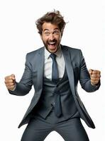 Ai Generative photo businessman excited because of achievement in business
