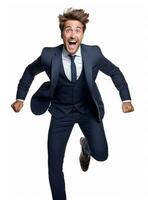 Ai Generative photo businessman excited because of achievement in business