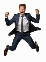 Ai Generative photo businessman excited because of achievement in business