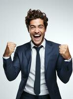 Ai Generative photo businessman excited because of achievement in business