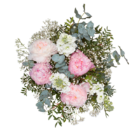 Fresh Bouquet of flowers, top view cut out isolated transparent background png