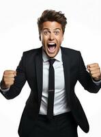Ai Generative photo businessman excited because of achievement in business