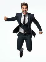 Ai Generative photo businessman excited because of achievement in business